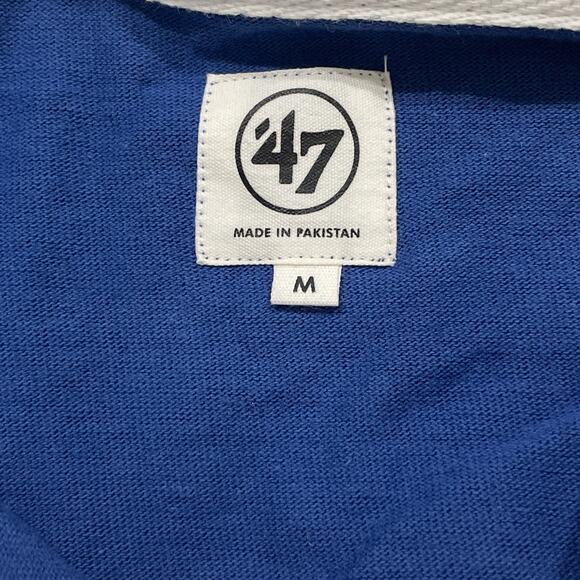 New England Patriots Long Sleeve Polo Men’s Sz Med '47 Brand NWT NFL Blue White - Picture 4 of 6